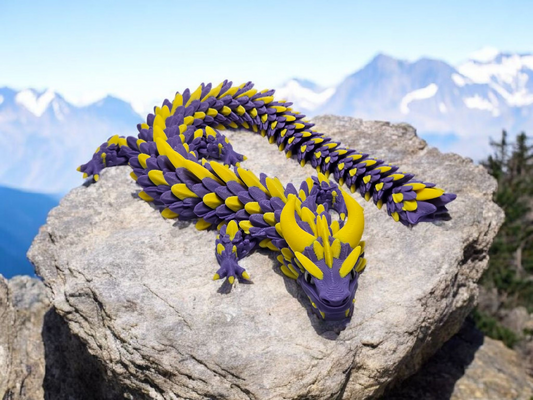 Kustīgs pūķis violets/dzeltens